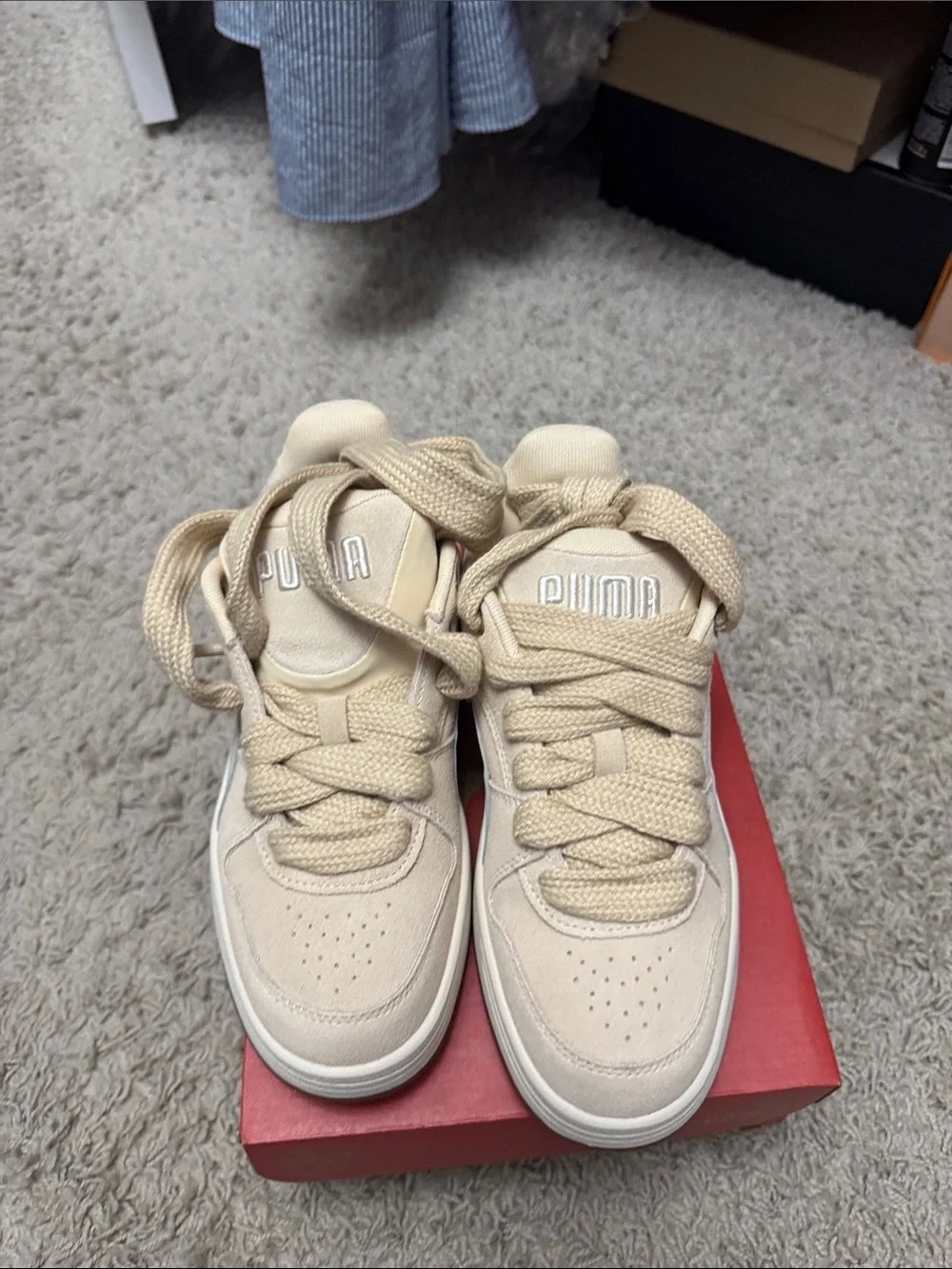Puma Cream Suede Platform Sneakers